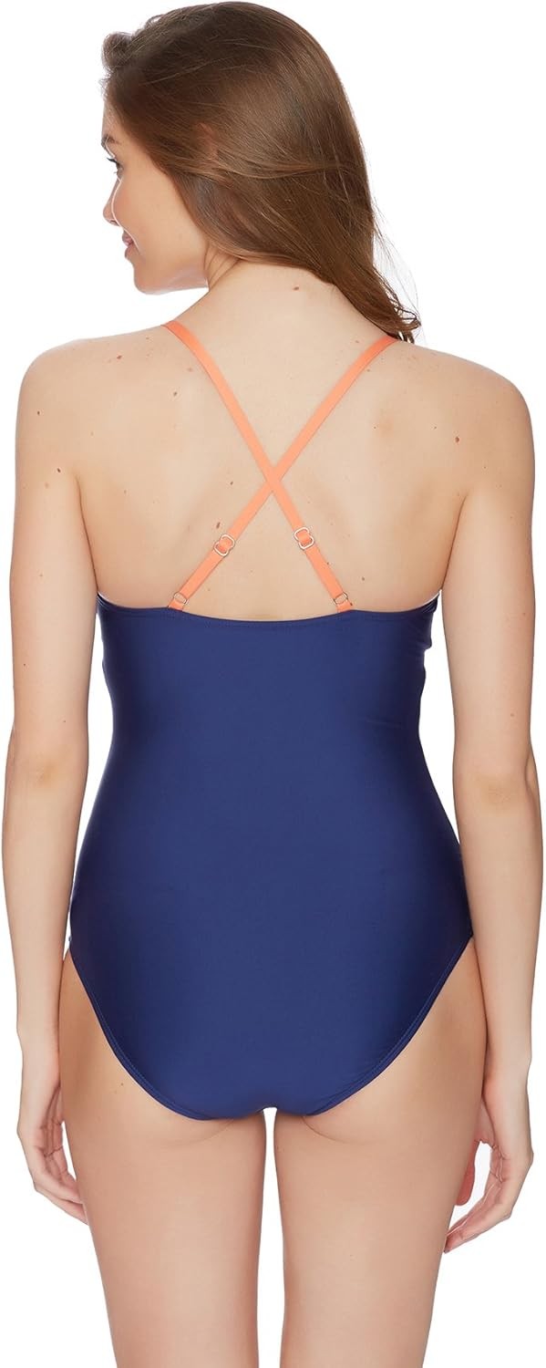Splendid Ladies Plaid Patch Removable Swimsuit One Piece, EU 36