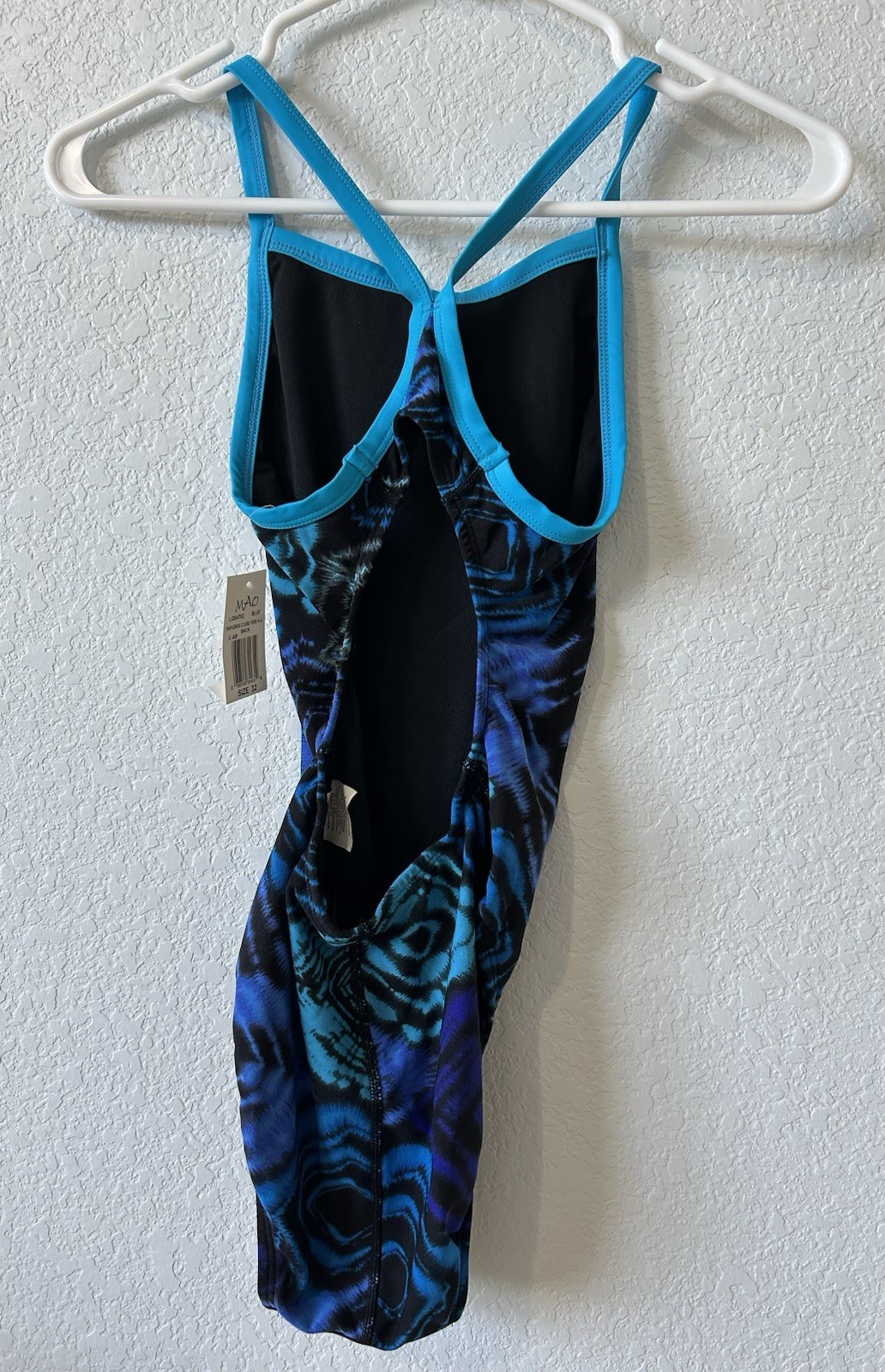 MAO Sandies Cube One Piece Swimsuit Size 32 Blue H-Back Competitive NWT