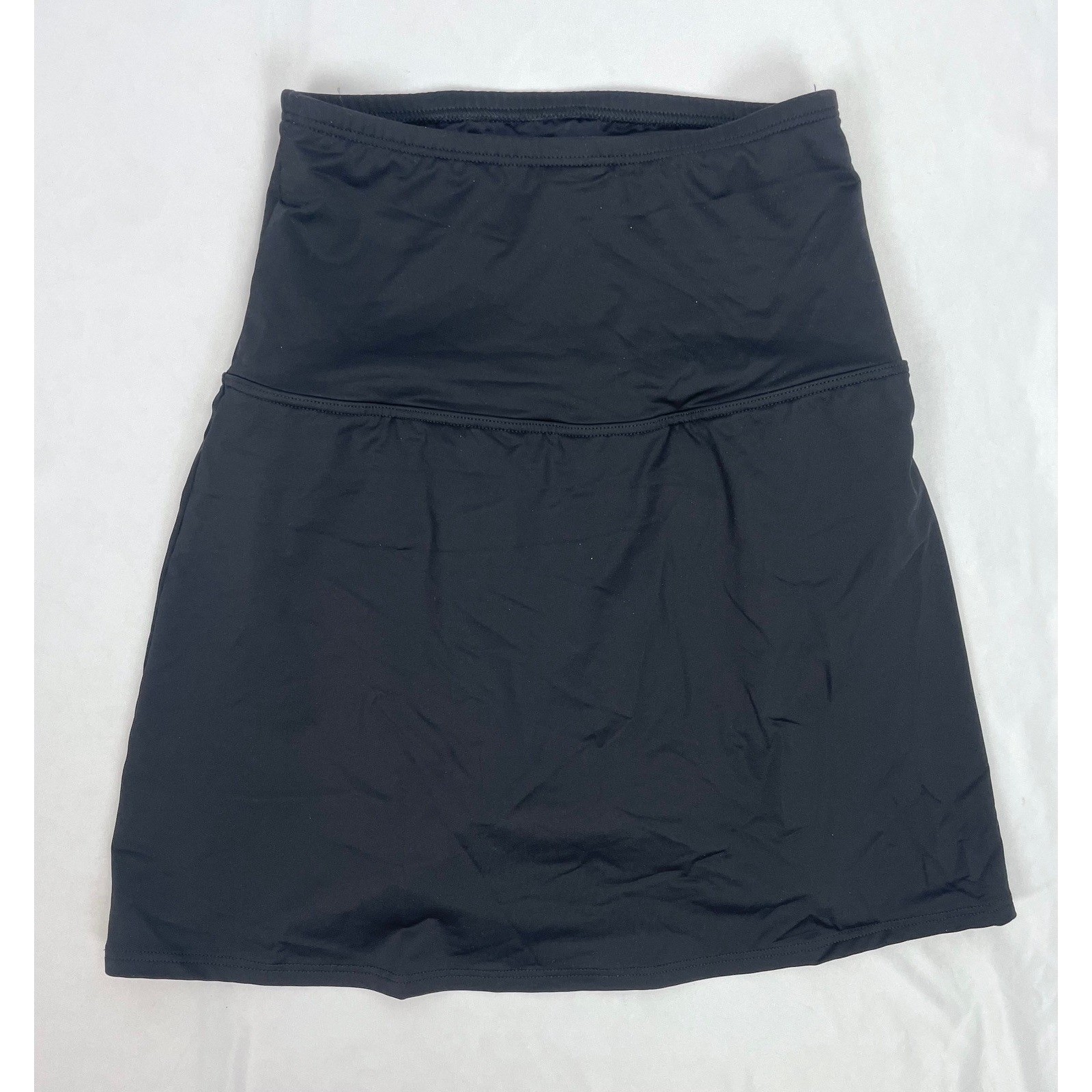 Lands’ End High Waist Swim Skirt Women Size 4 Solid Black Bottom Suit