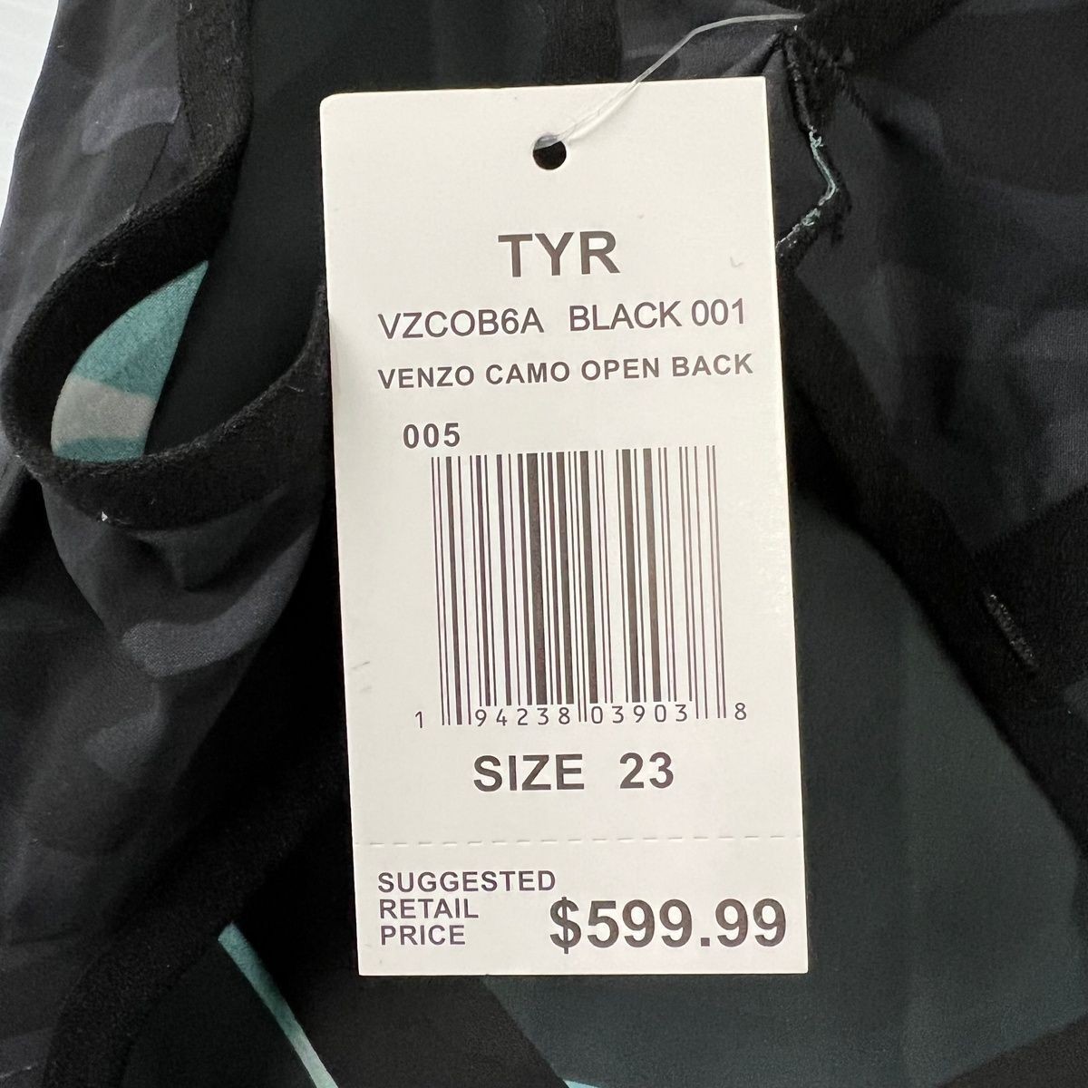 TYR Venzo Printed Open Back Women’s Size 23 Black VZCOB6A