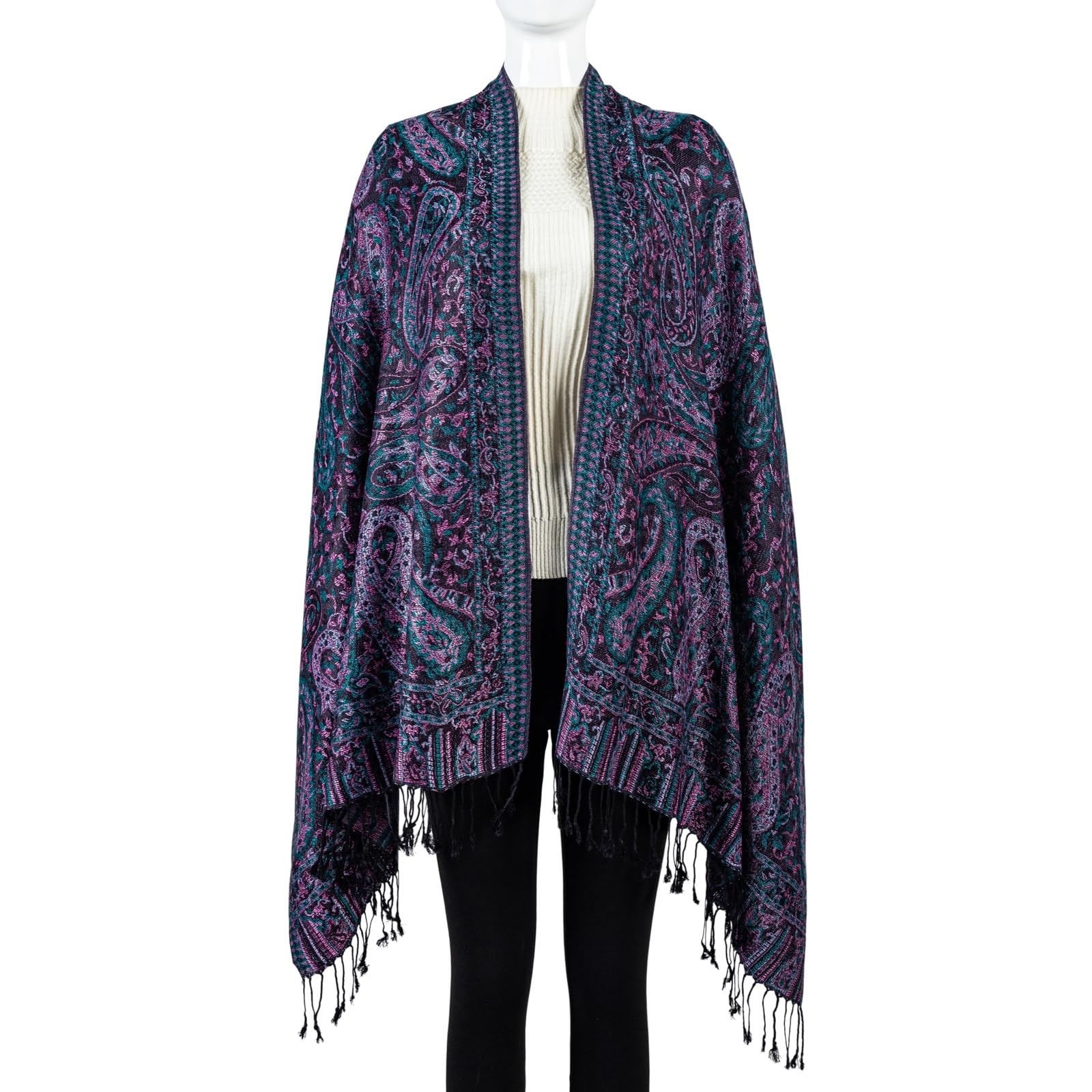 AUSEKALY Pashmina Feel Shawls Wraps for Women Rave Scarf Soft Silky Reversible M