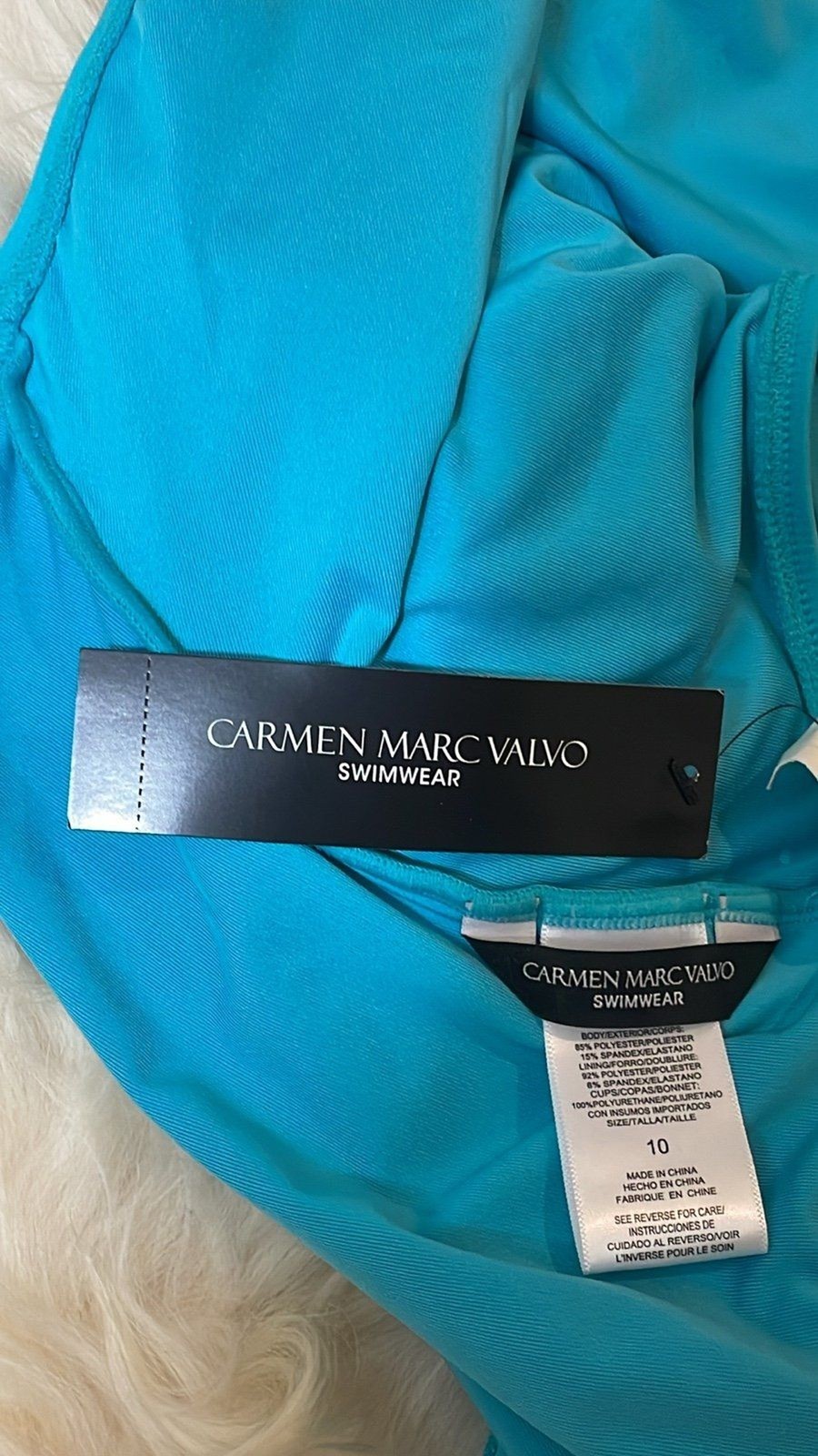 Carmen Marc Valvo Capri Blue One Piece Swimsuit NWT