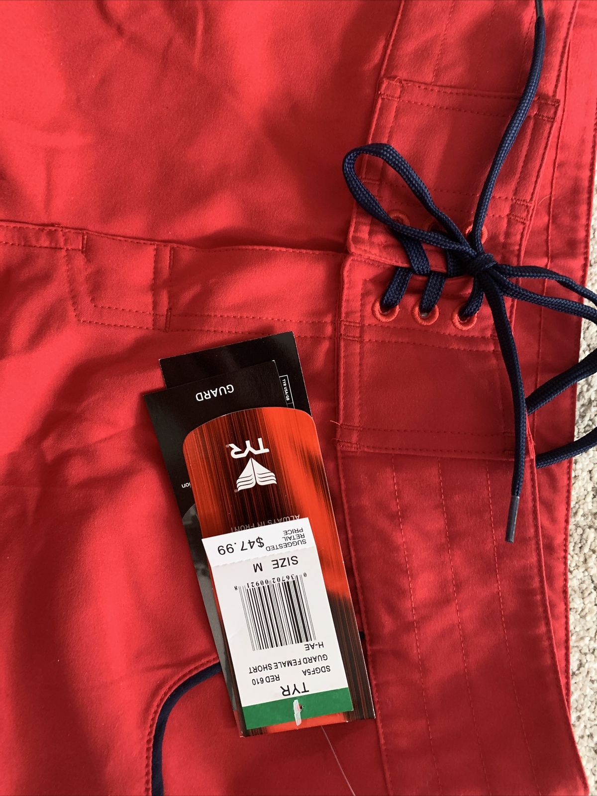 TYR Female Lifeguard Guard Board Short – Red/White Embroidered Sz Medium