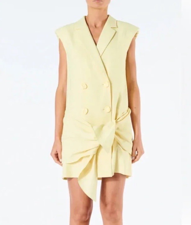 EEUC Tibi Linen Viscose Sleeveless Jacket Dress with Removable Tie US4 $825