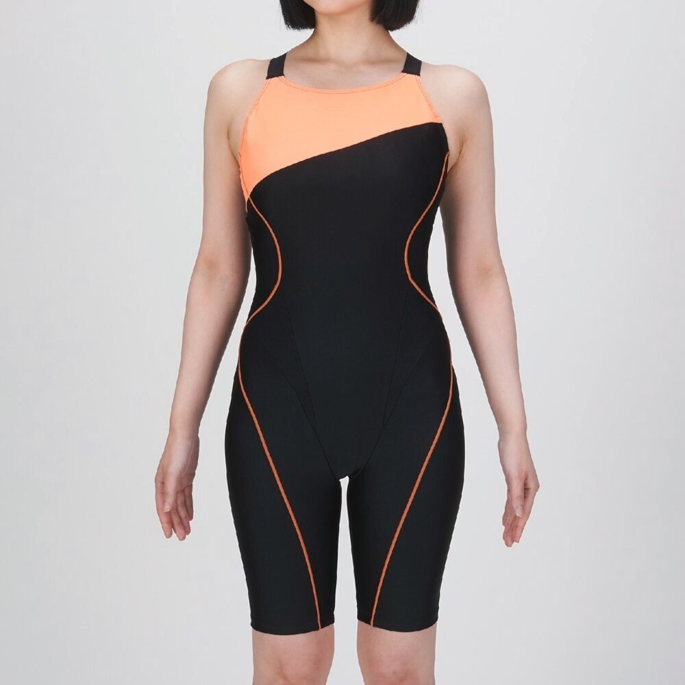Mizuno Women’s Stroke ONE Swim Fitness All-in-One Suit N2JGC33195 Black/Orange
