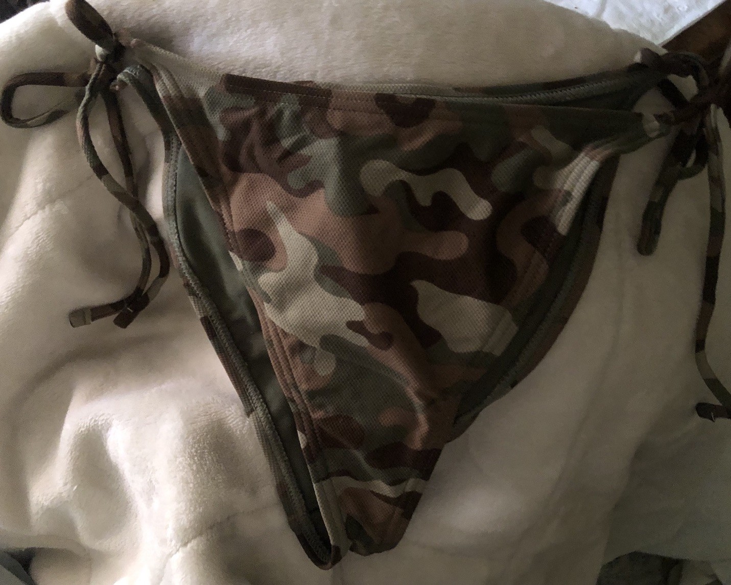 Damsel Green Classic Camo Side Tie Bikini Bottom New In Package