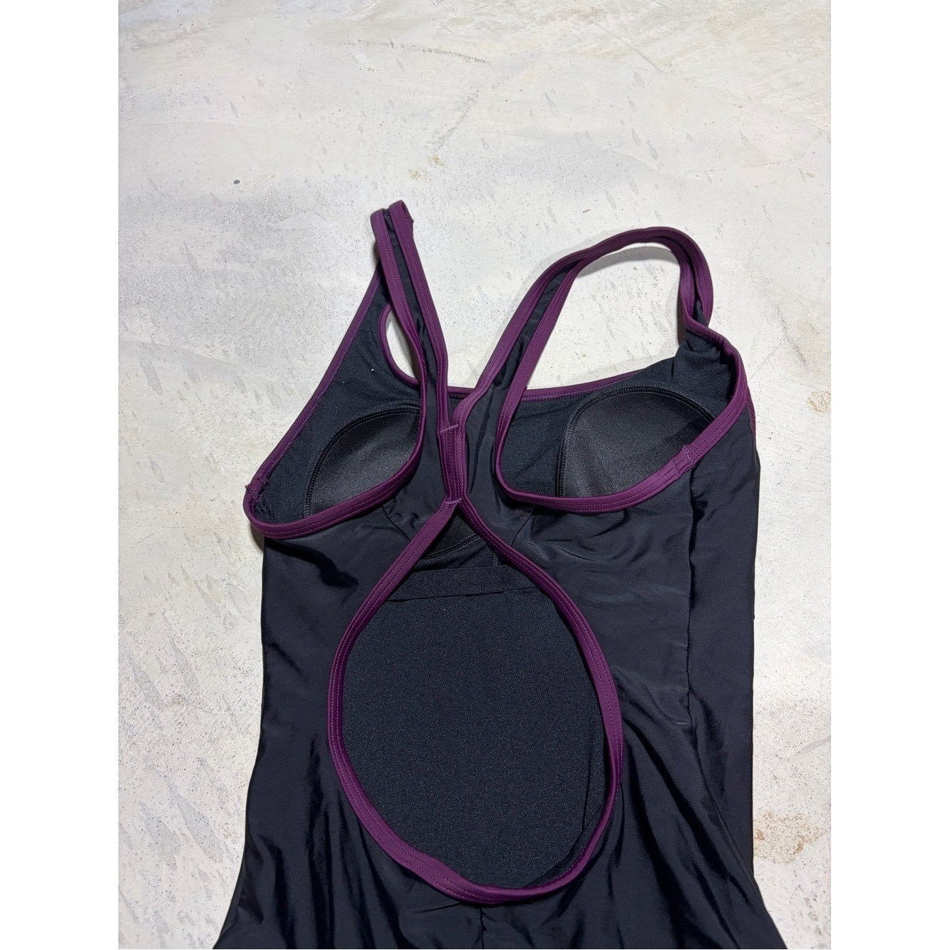 Speedo Plum and Black Performance One-Piece Swimsuit medium