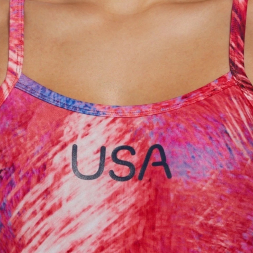 Nike HydraStrong USA Olympic Team One Piece Swimsuit NESSE034 Pink Blue 38/12