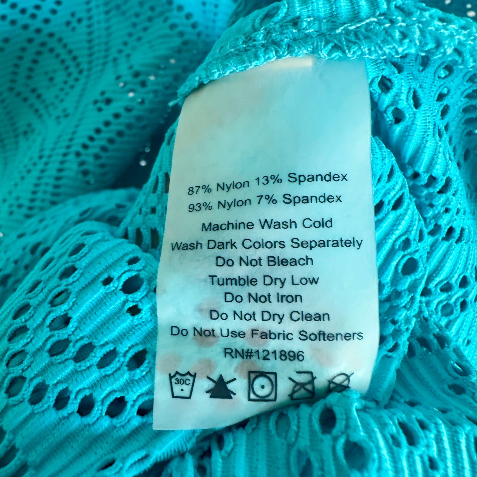 Title Nine Lazer Cut Hooded Swim Coverup Tunic Teal Turquoise Lime Womens M