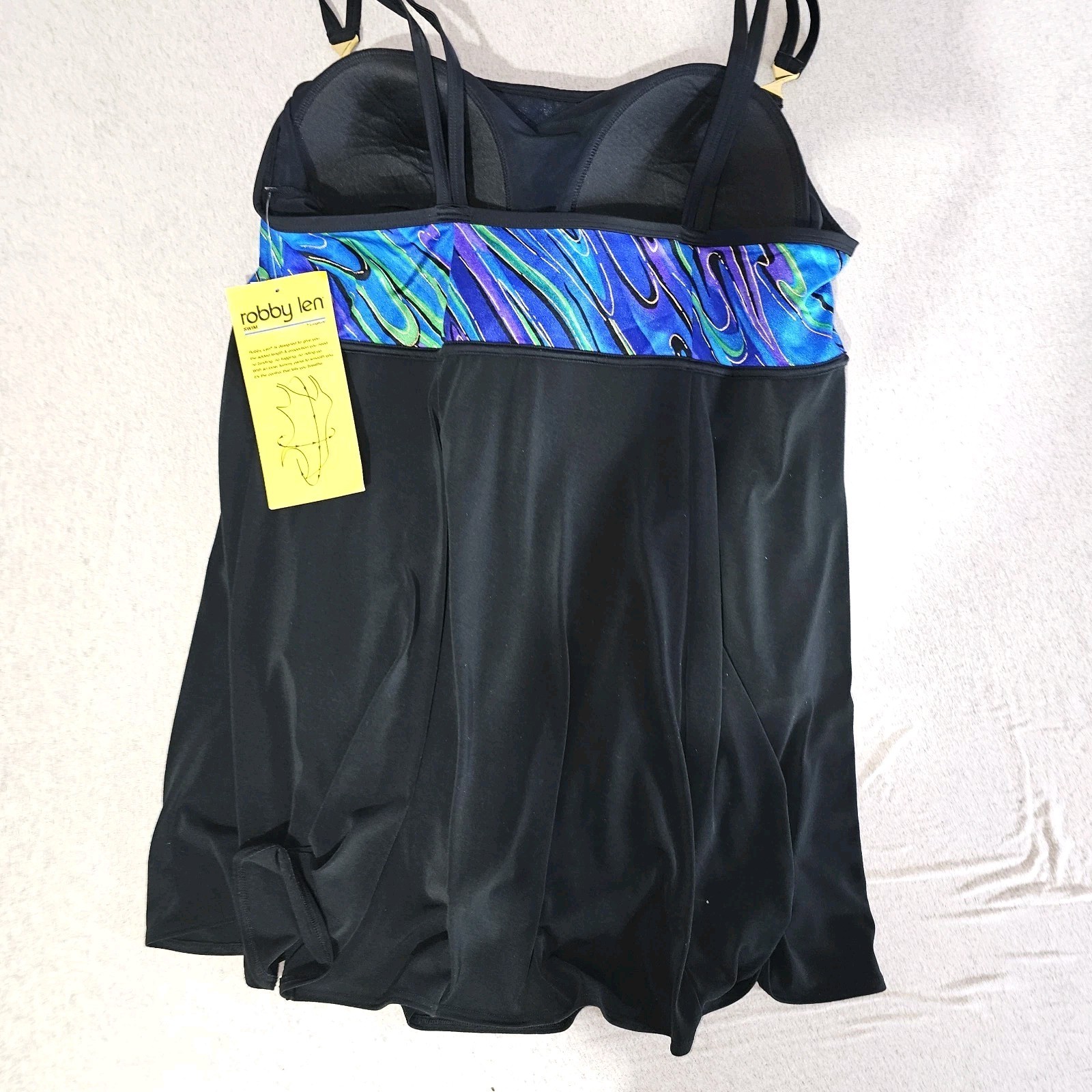 Robby Len One Piece Swimsuit Skirt Bathing Suit Wmns Plus Size 22 22W Blue Black