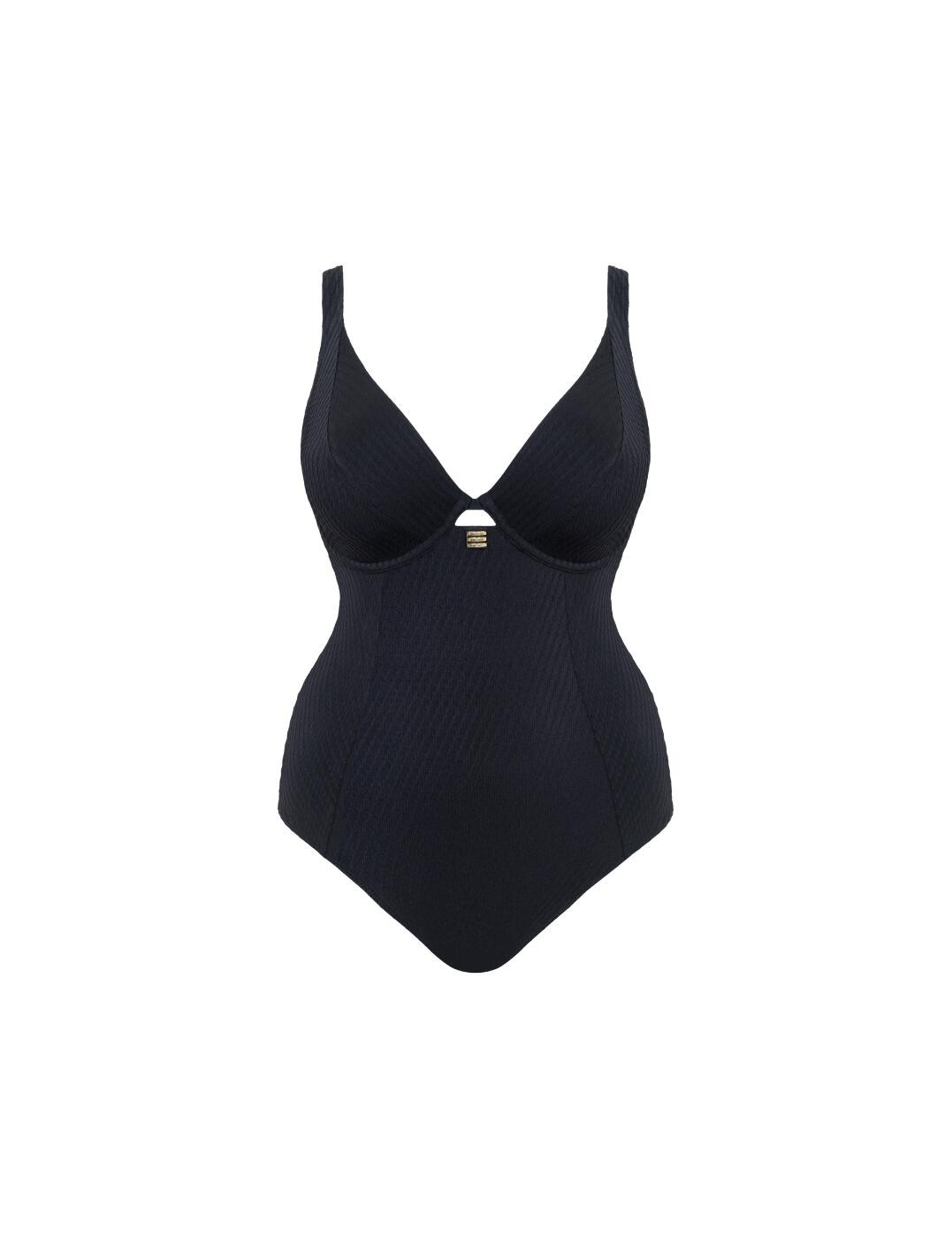 Curvy Kate Jet Set Swimsuit Plunge Wired Ribbed Swimwear Swimming Costume