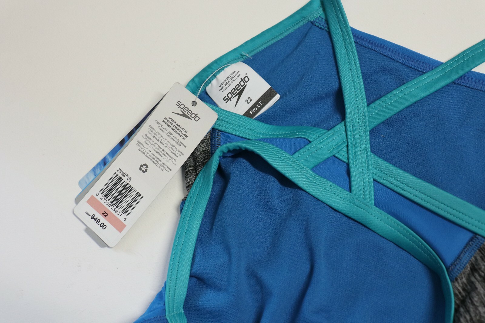 Speedo women’s competitive swimsuit ProLT size 22, amalfi blue, flyback