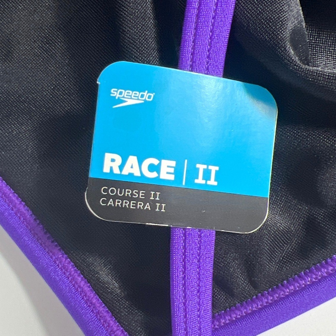 NWT Speedo Race II Powerflex Size 40/14 One Piece Swimsuit Black Purple Traning