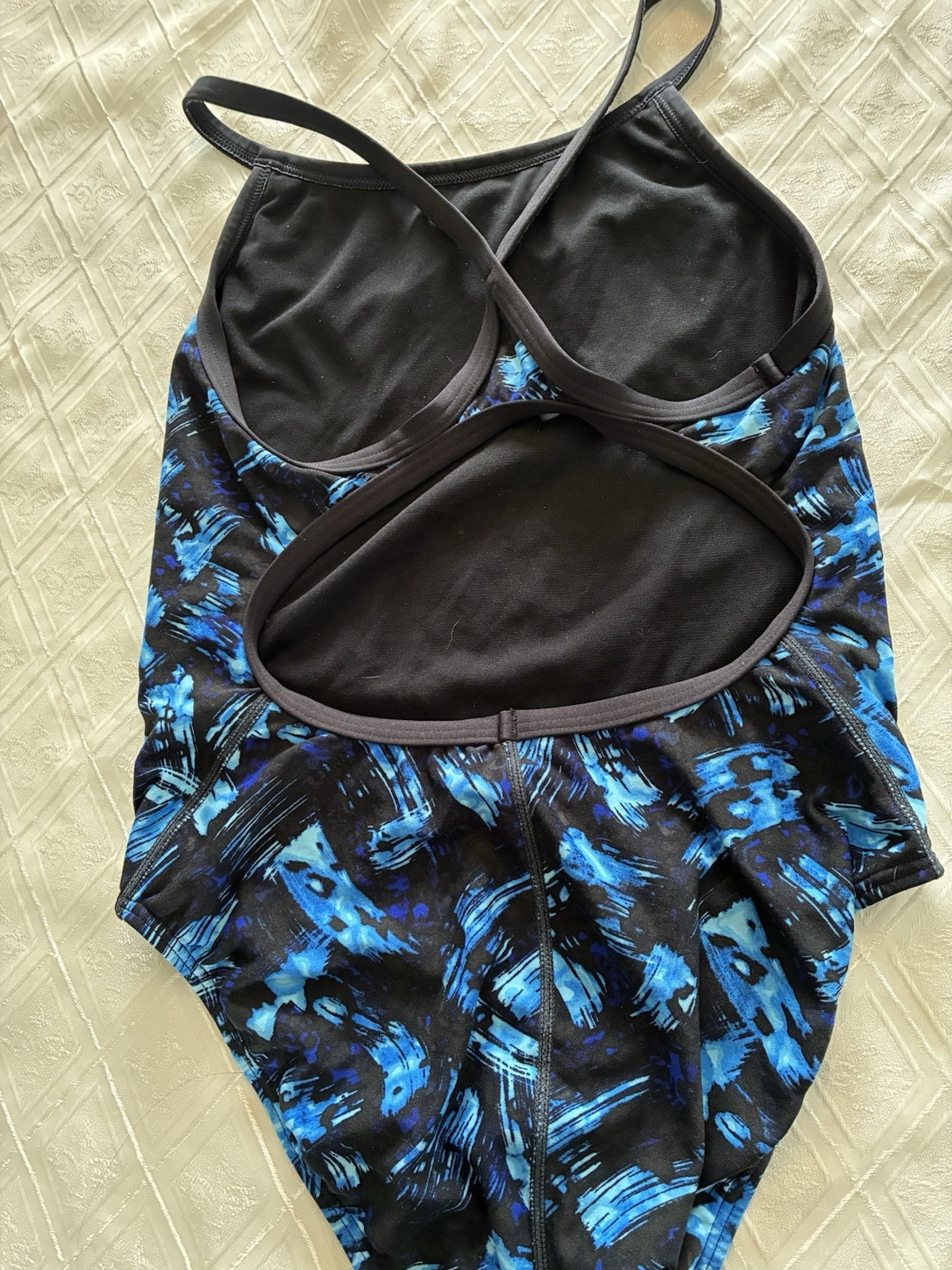 TYR Women’s One Piece Competitive Swimwear Swimsuit Size 36 / 10 Blue Black