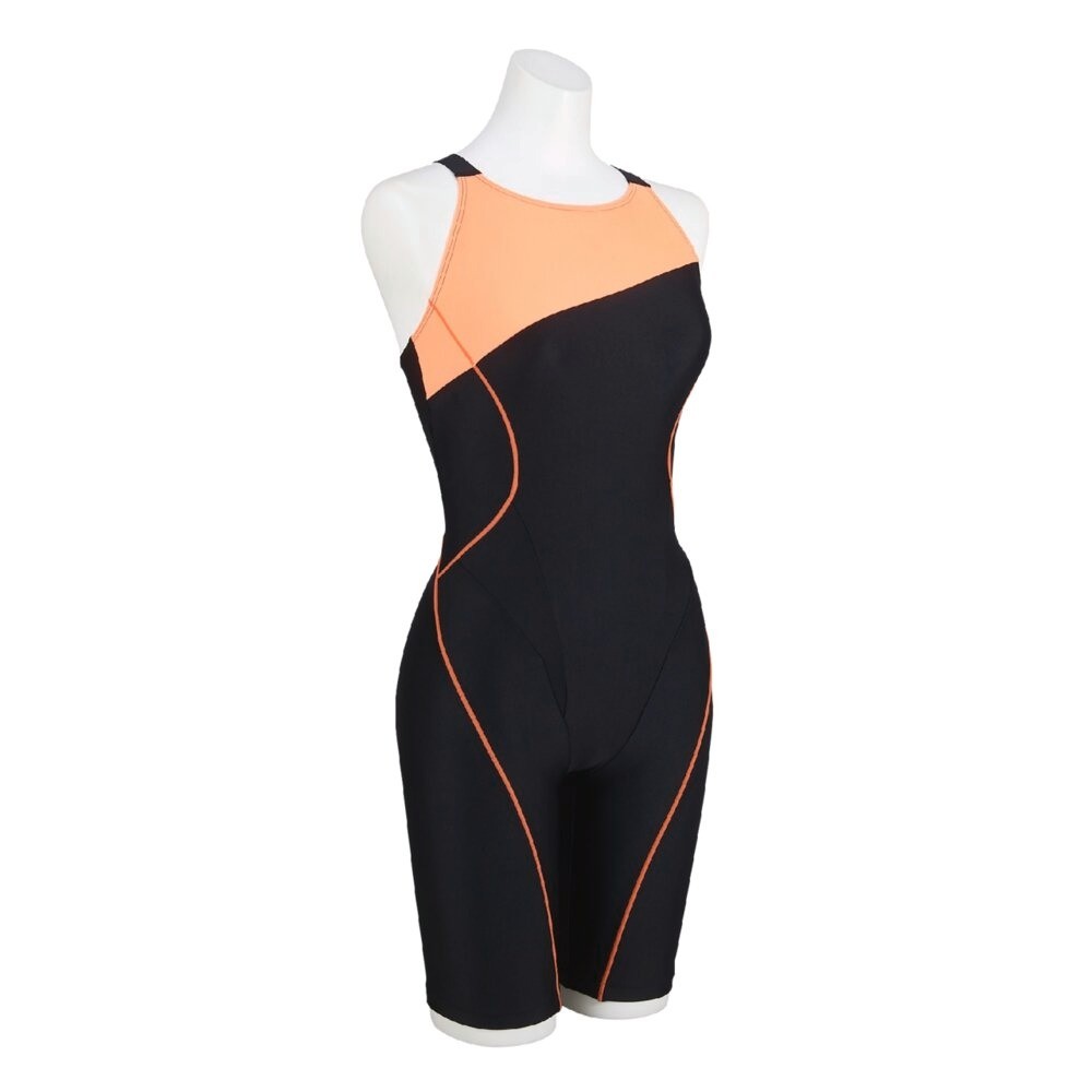 Mizuno Women’s Stroke ONE Swim Fitness All-in-One Suit N2JGC33195 Black/Orange