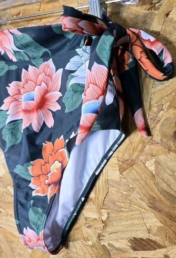 Unbranded Floral Bikini Swim Bottoms Size Sm Side Tie High Waist Full Coverage