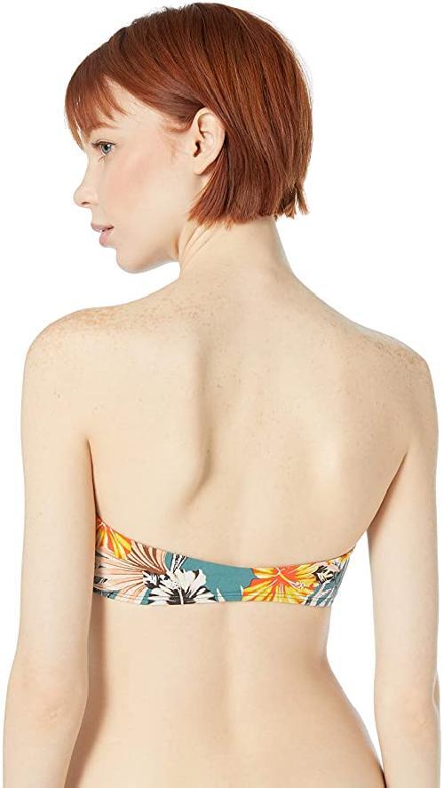 The Bikini Lab Dark Teal Tropical Hipster Bandeau Bikini Top