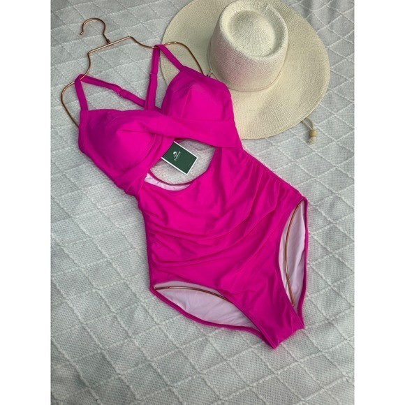 Eomenie Women’s One Piece Swimsuits Tummy Control Cutout High Waisted Pink M