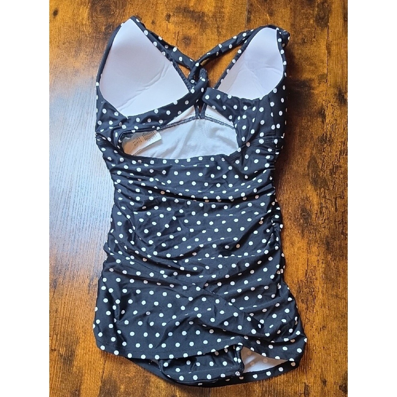 LAUREN RALPH LAUREN | Polka Dot Swimdress Tummy Control Ruched One Piece | 8