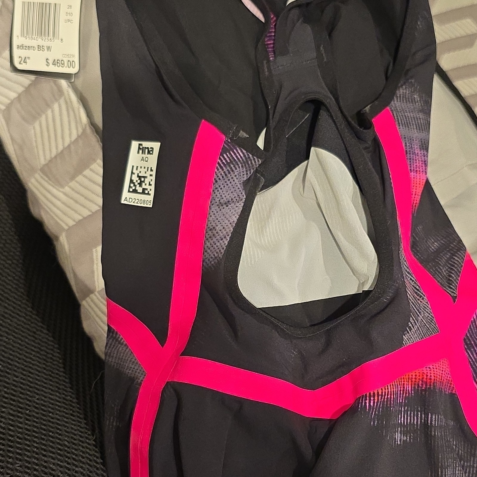 adidas adizero Women’s Competitive Swimwear One Piece Black Pink FINA Size 24