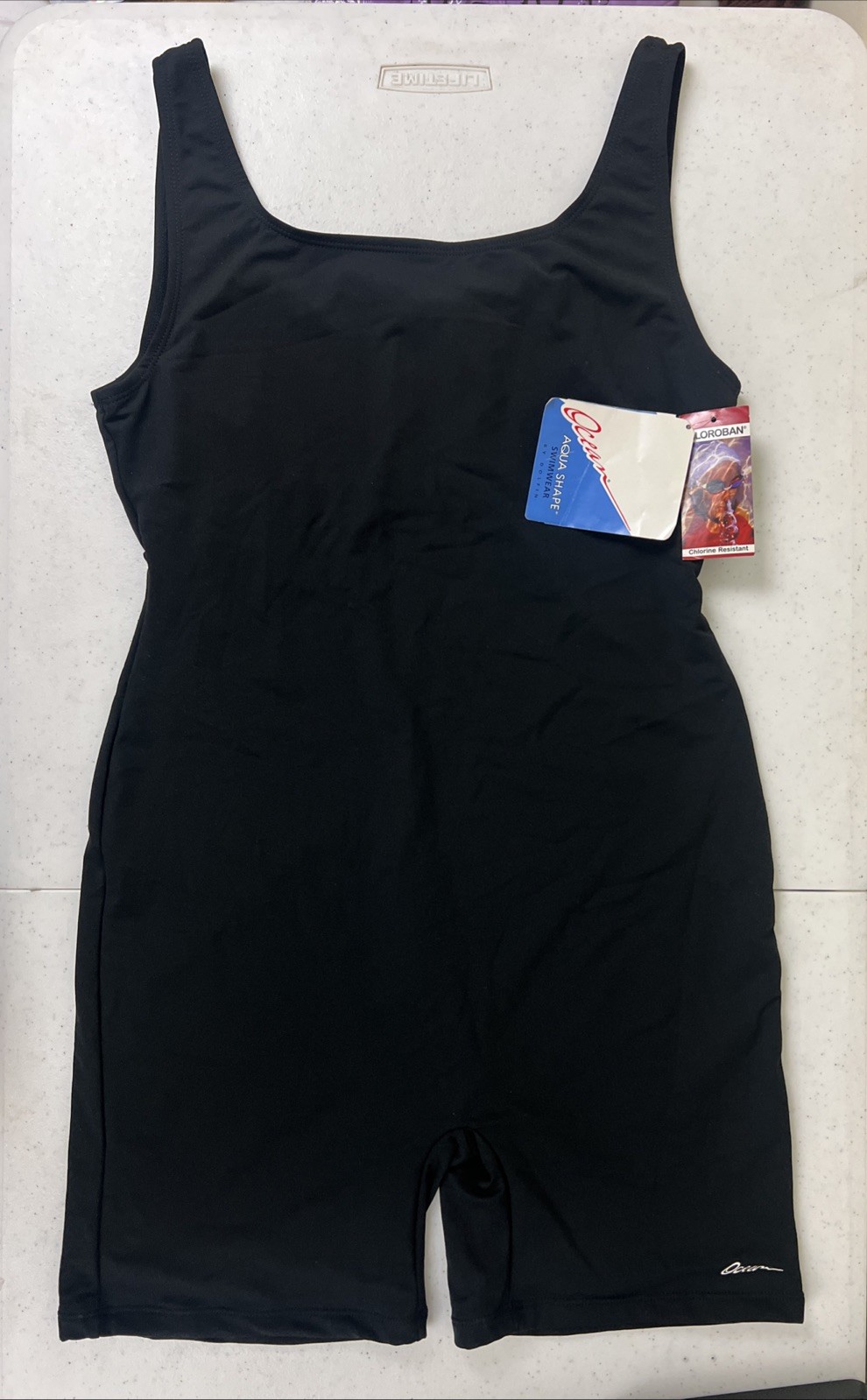 Ocean Aqua Shape Swimwear Size 16 Black One Piece Chlorine Resistant