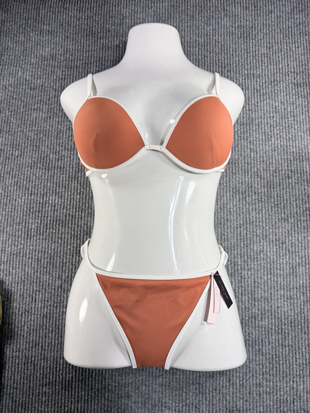 PINK Victoria’s Secret Women Push Up Bikini Set Sz M Bottoms 36B Top Terracotta