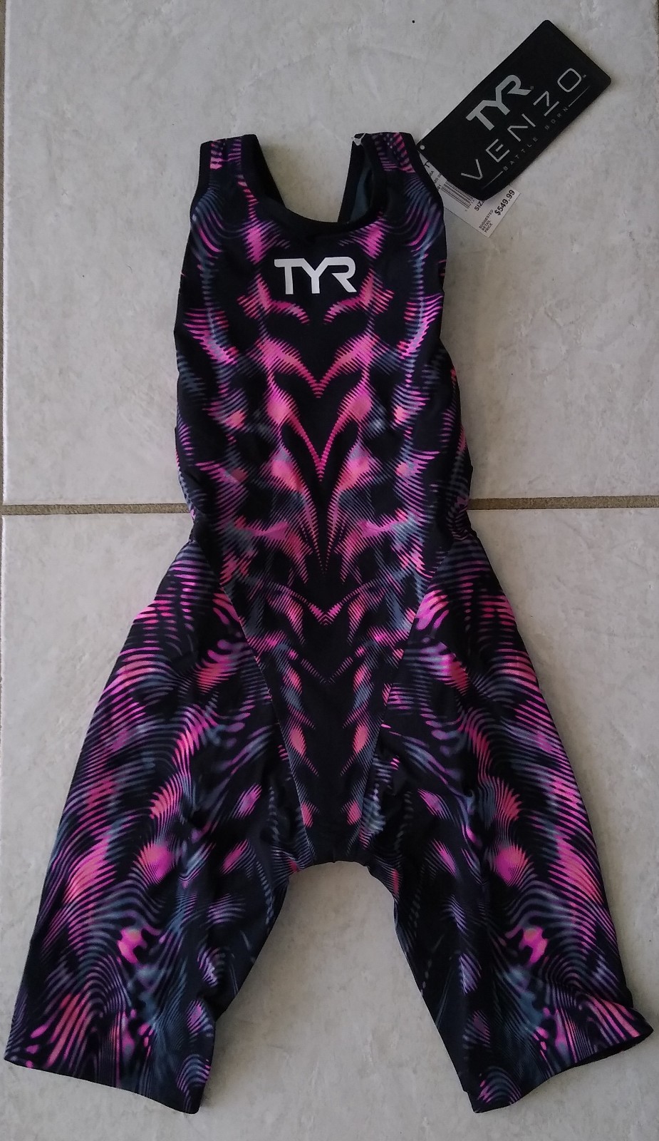 TYR Venzo Genesis Closed Back Tech Swim Suit Color Steel Pink Size 20 Technical
