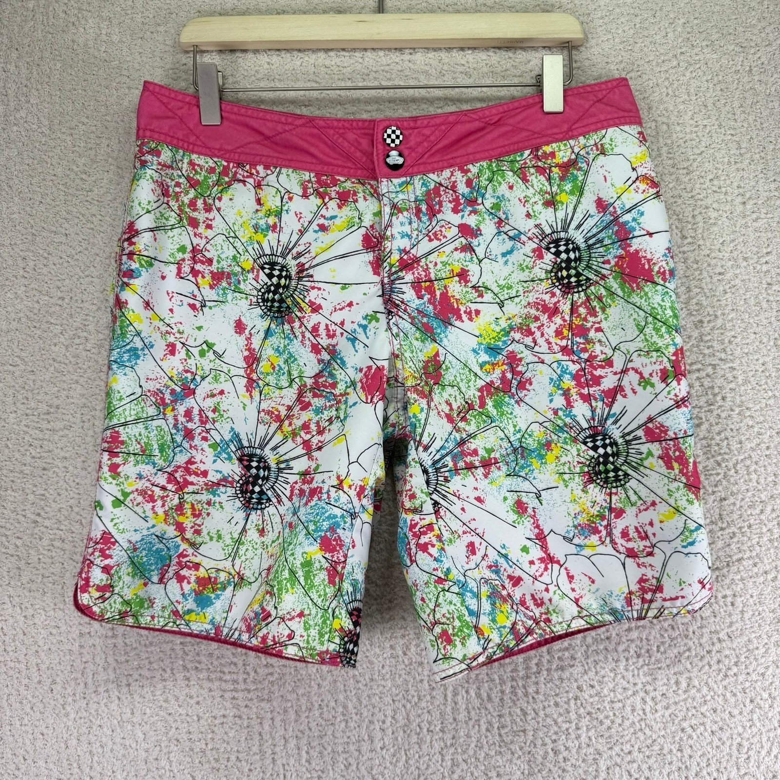 Vans Board Shorts Reversible Floral Pink Swim Surf Size 11