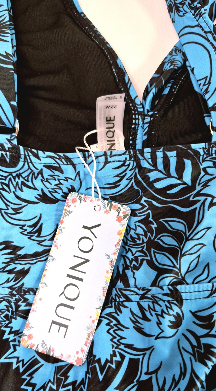 YONIQUE Plus Size 2 Piece Swimsuit Tankini w/ Swim Shorts 22W