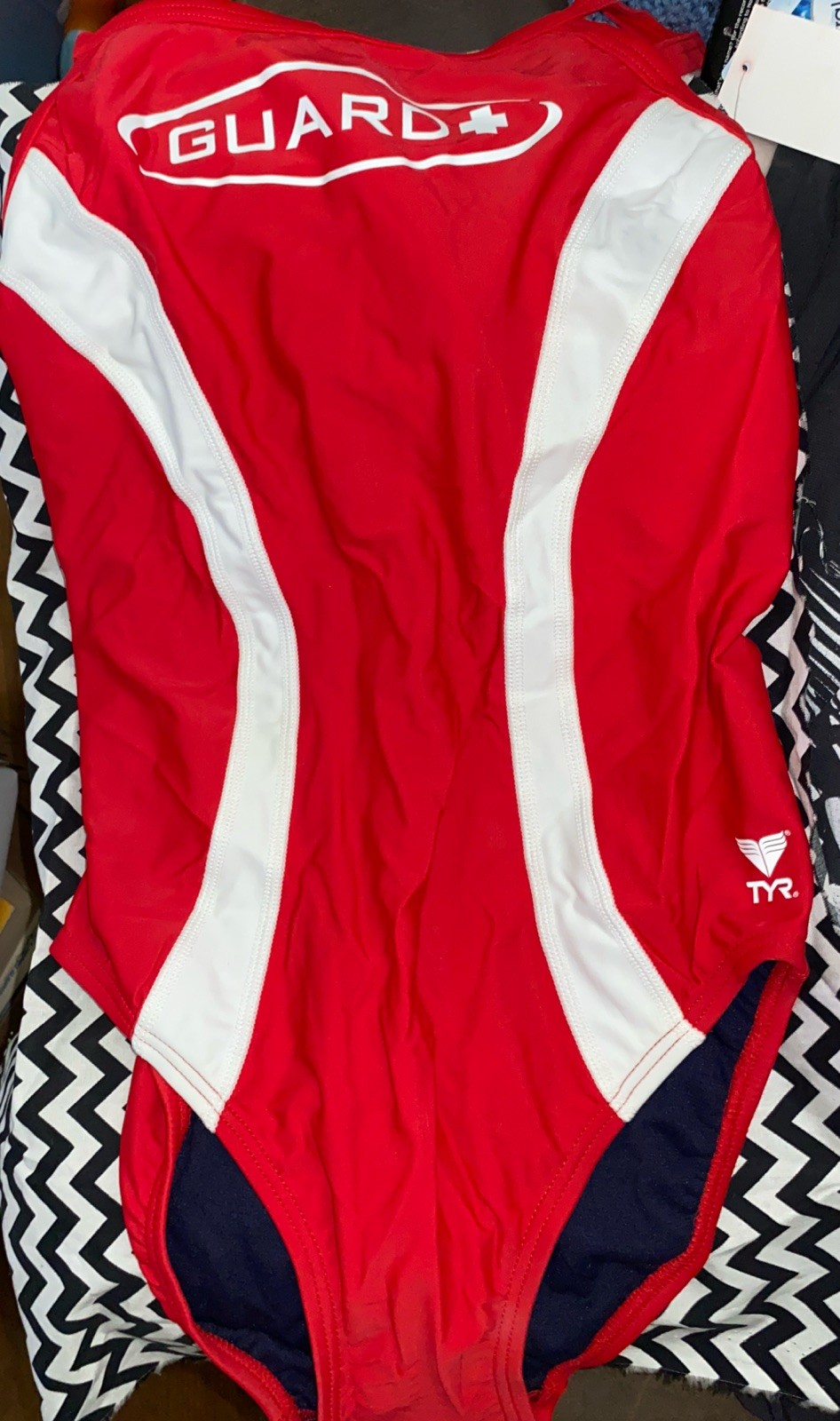 TYR Guard Splice D-BCK-A Women 1 Piece Swimsuit Red/white Size: 34 New
