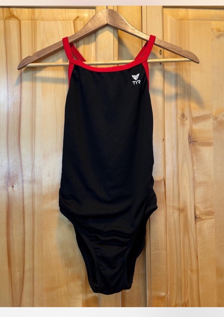 TYR Women’s Competitive One Piece Crossback Swimwear Black Red Swimming