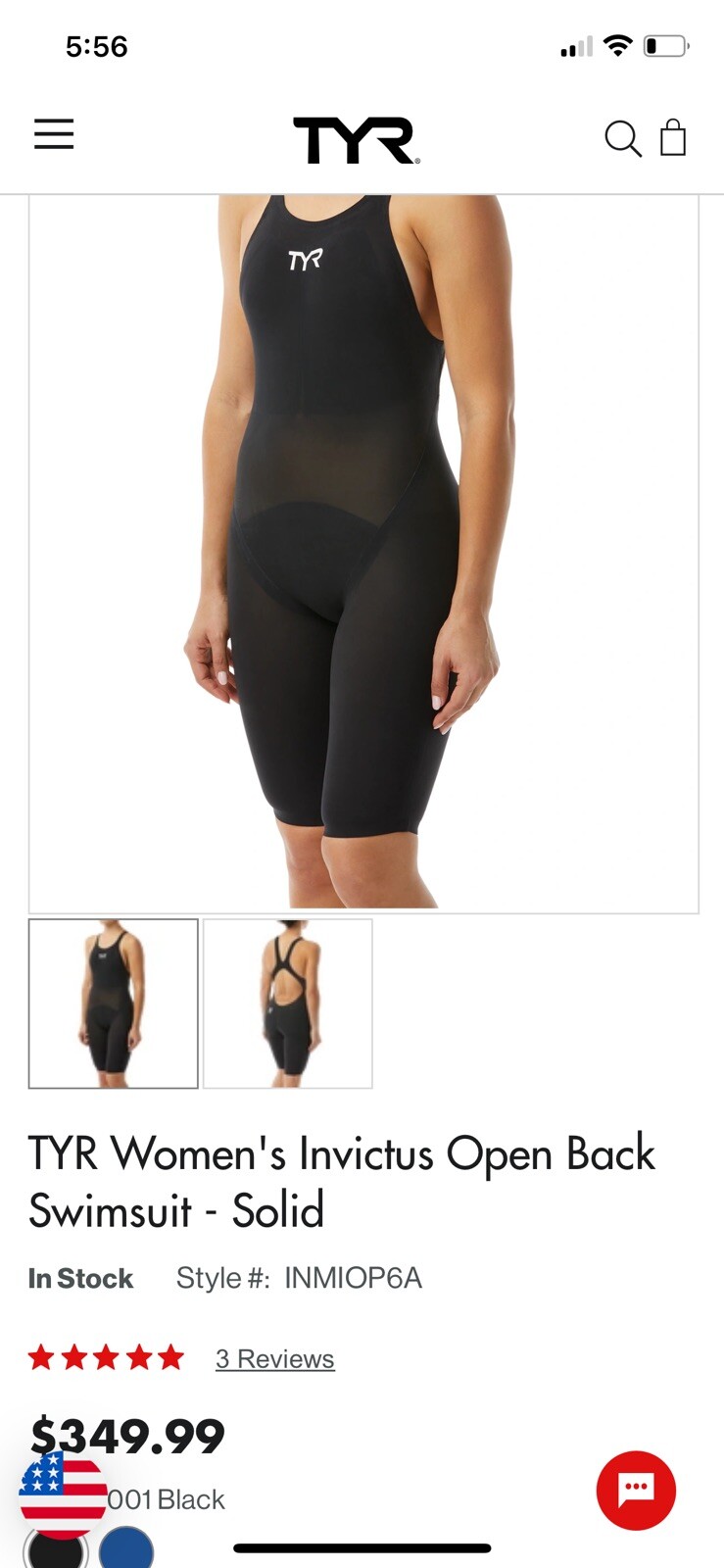 NEW TYR Swimming Invictus Open Back Tri Suit Black Size 20 FINA Approved