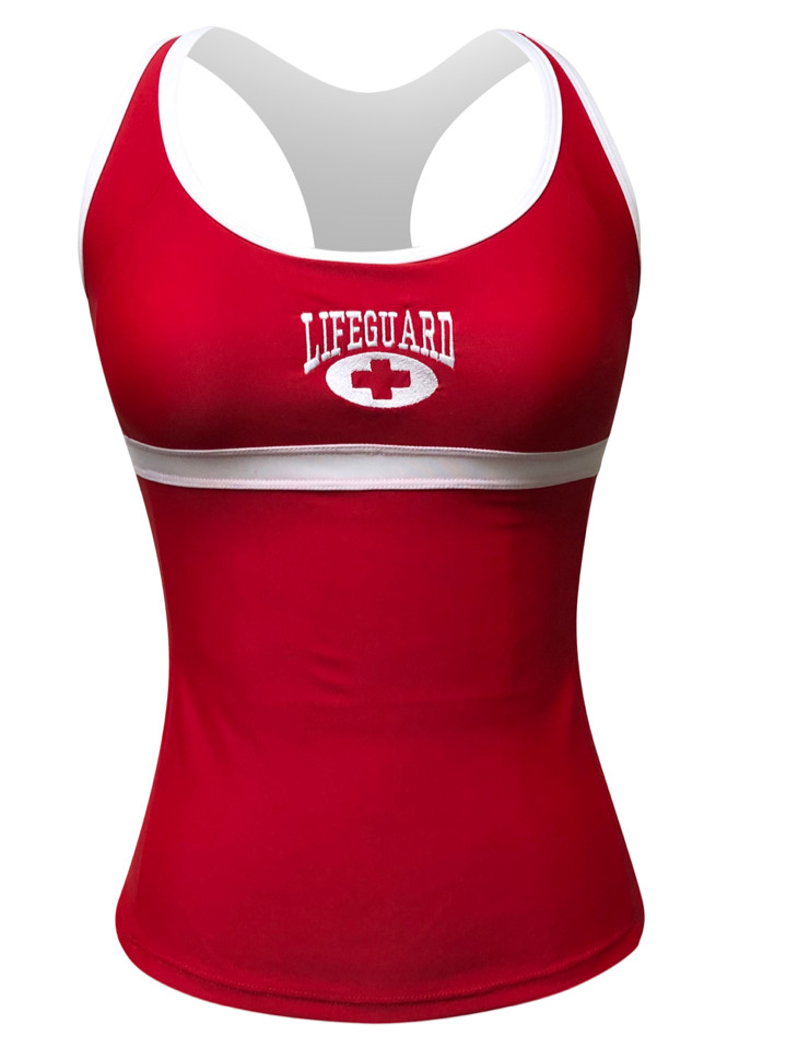 FREE SHIPPING – Designer lifeguard tankini with built in bra and embroidery