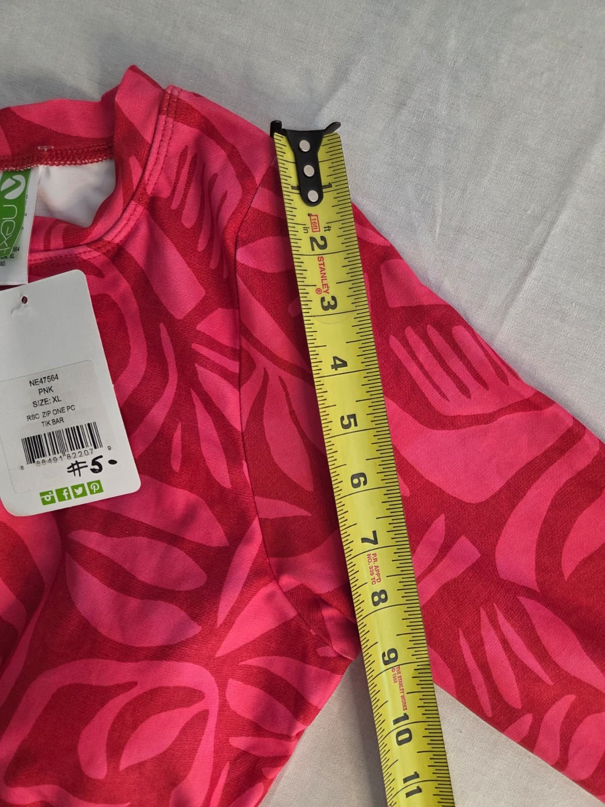 Next By Athena Long Sleeve Zip One Piece Swimsuit Scuba Suit Size XL Pink Tiki