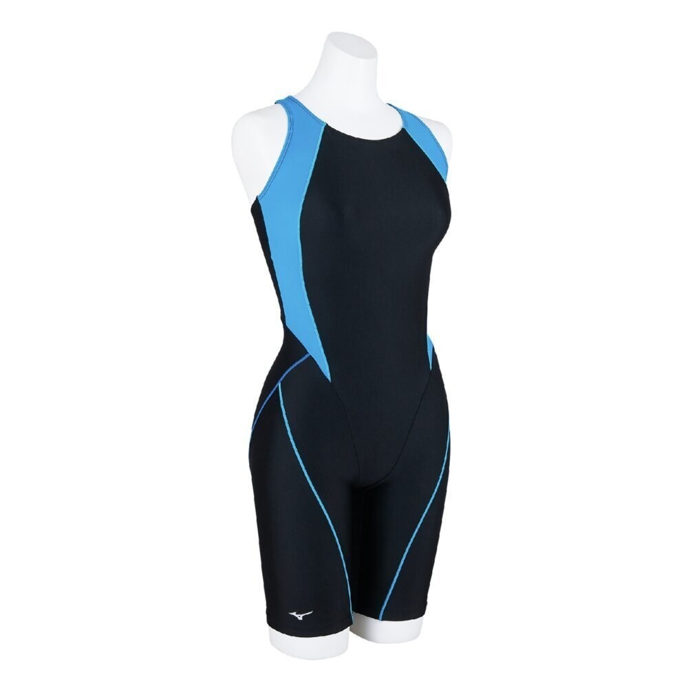 Mizuno Women’s Swim Fitness All-in-One Swimsuit Two-Tone Design Black/Turquoise