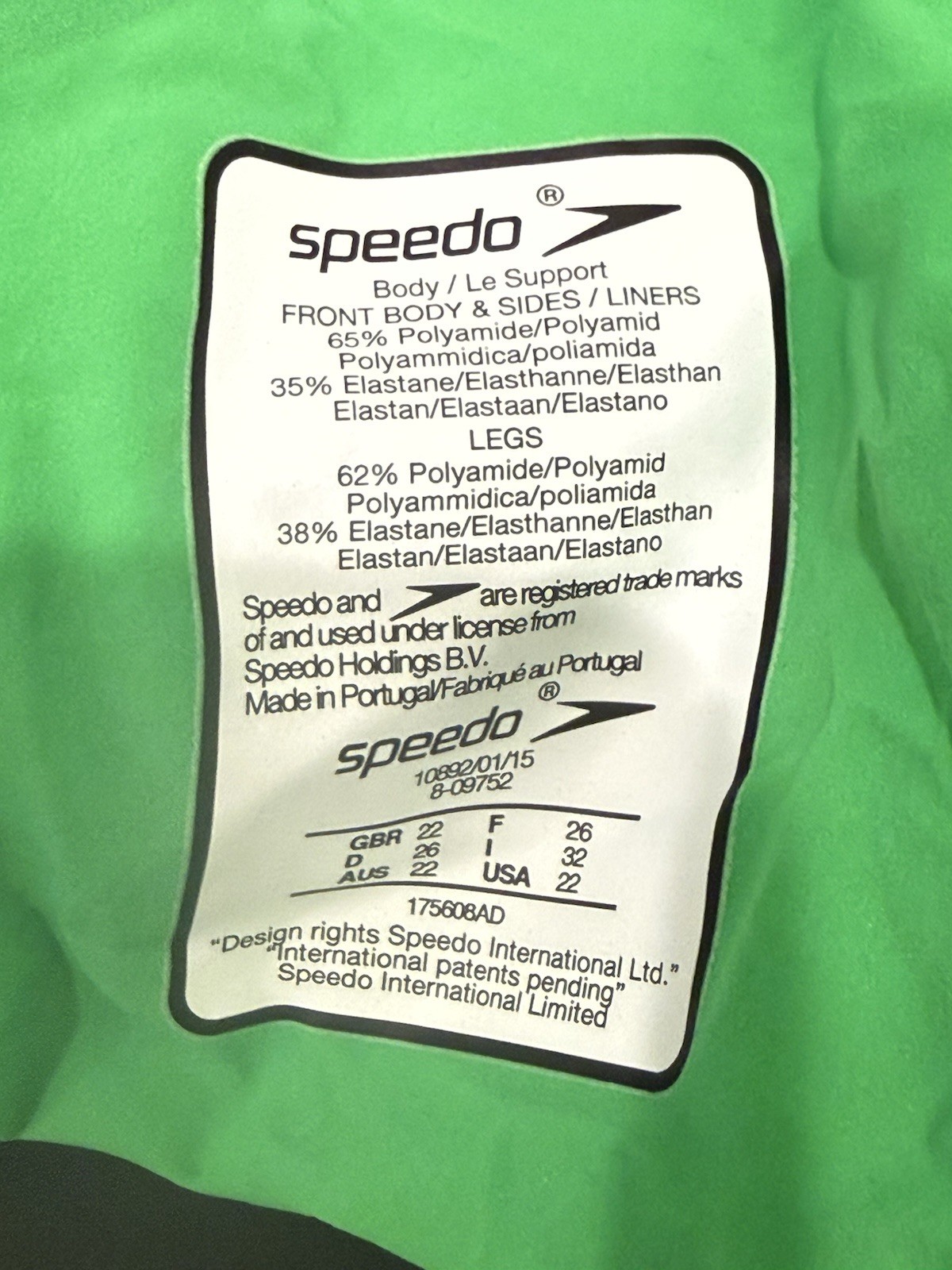 Green, Speedo Fastskin LZR Racer Elite 2 Openback Kneeskin, Size 22