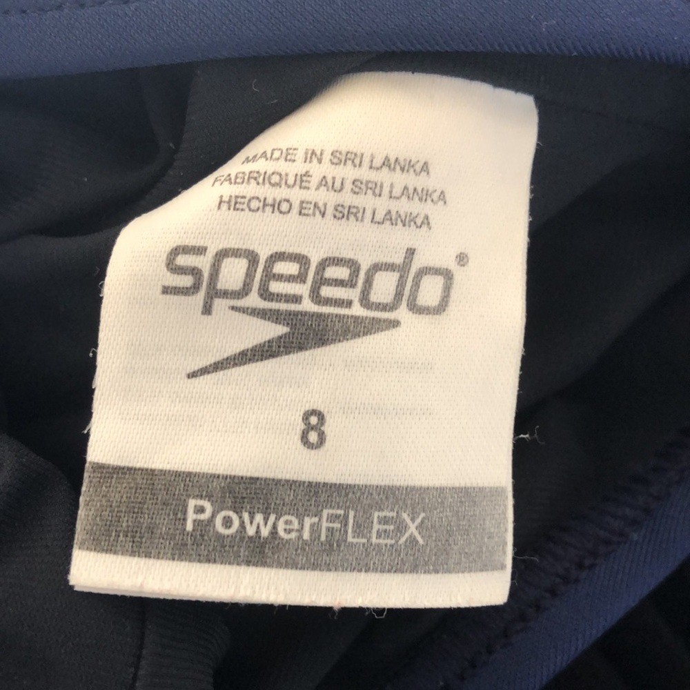 Speedo power navy blue flex racer back swimsuit women’s size 8