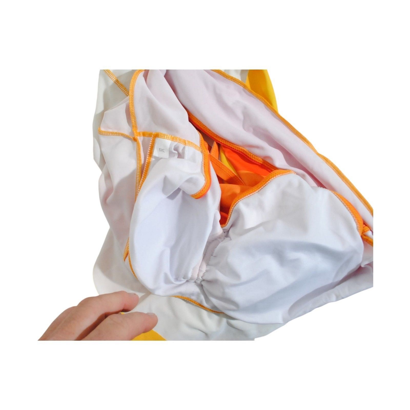 Plus Size 5XL Gradient Orange Yellow Swim dress Shorts Set Bunched Bust Padd