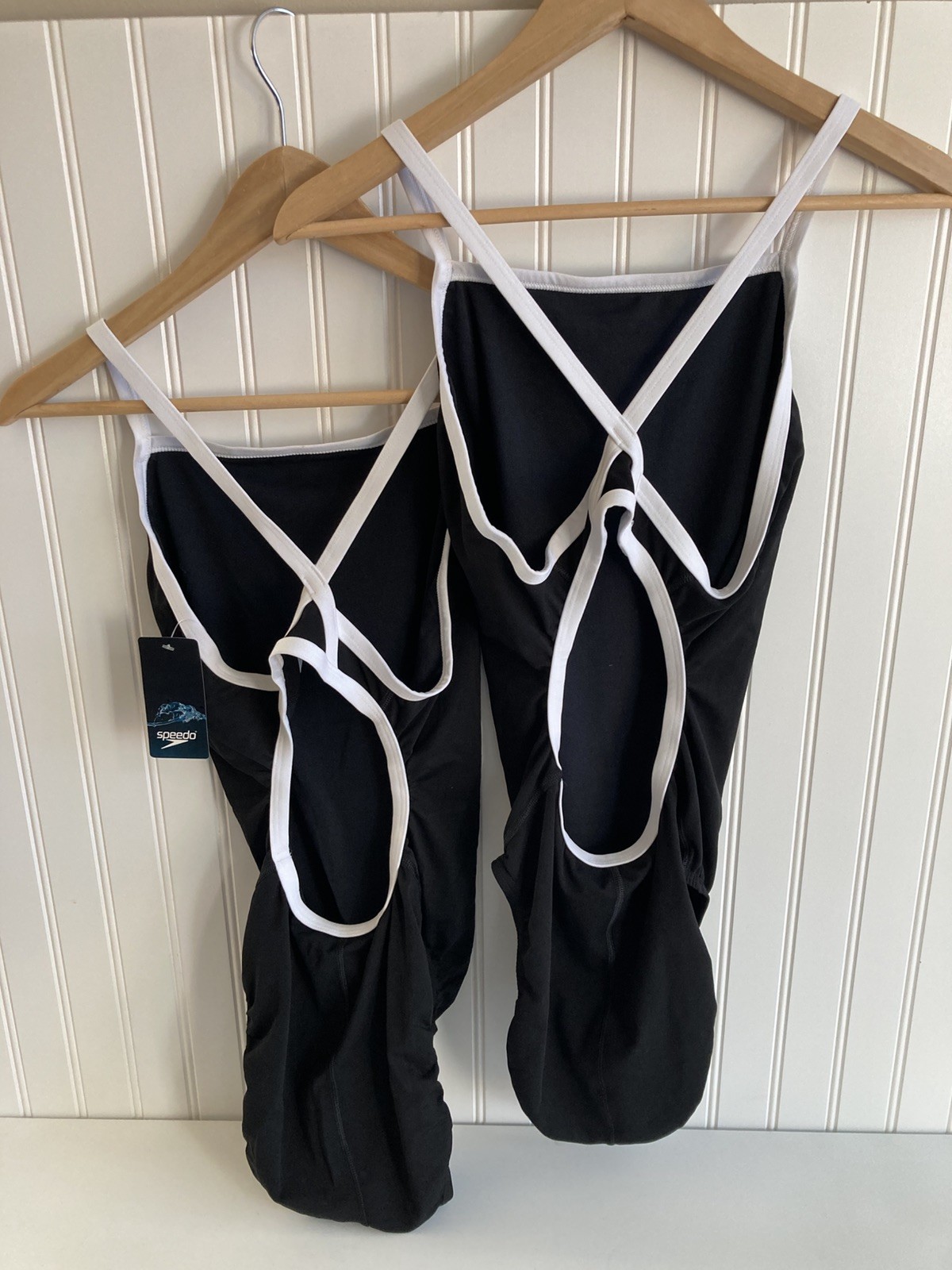 NWT Speedo Women’s Swimsuit One Piece Endurance+ Flyback Black White 10/36 12/38