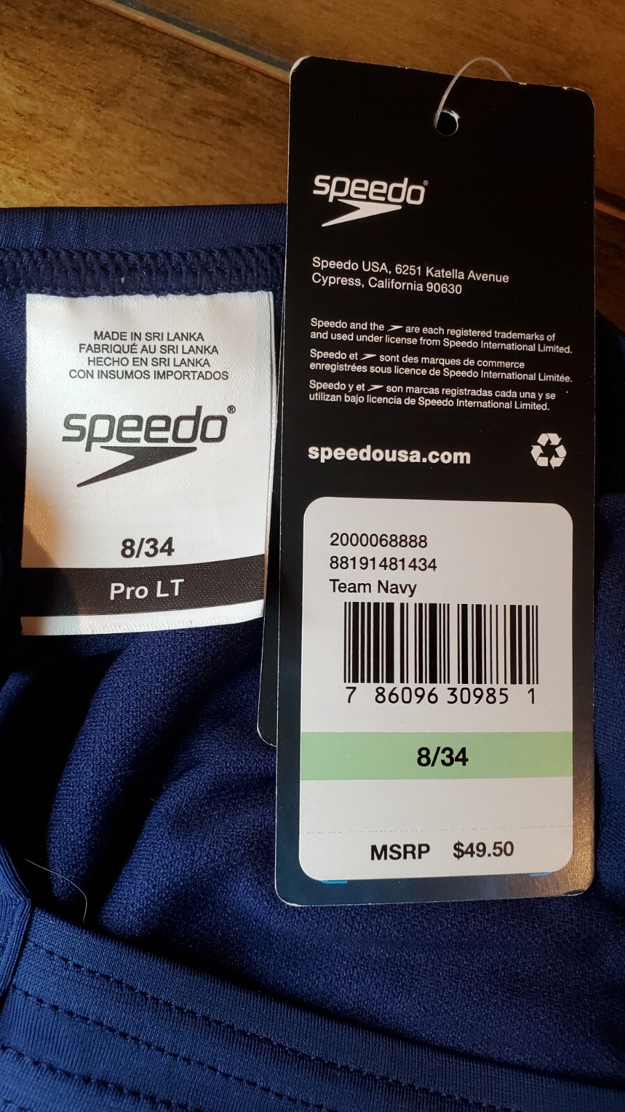 Speedo Women’s Swimsuit Pro LT Team Navy 8/34 NWT
