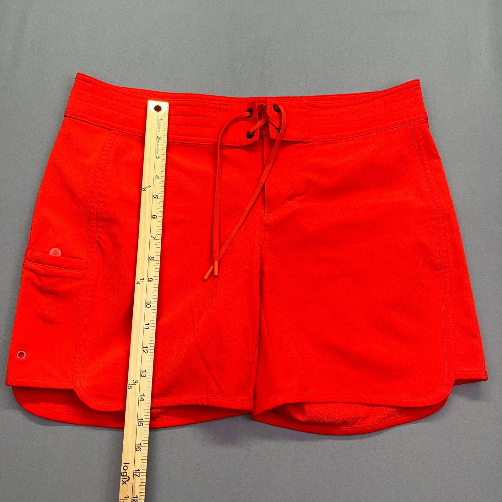 Athleta Board Shorts Swim Trunks Quick Dry Lined Pockets Red Size 10 Fits 35″