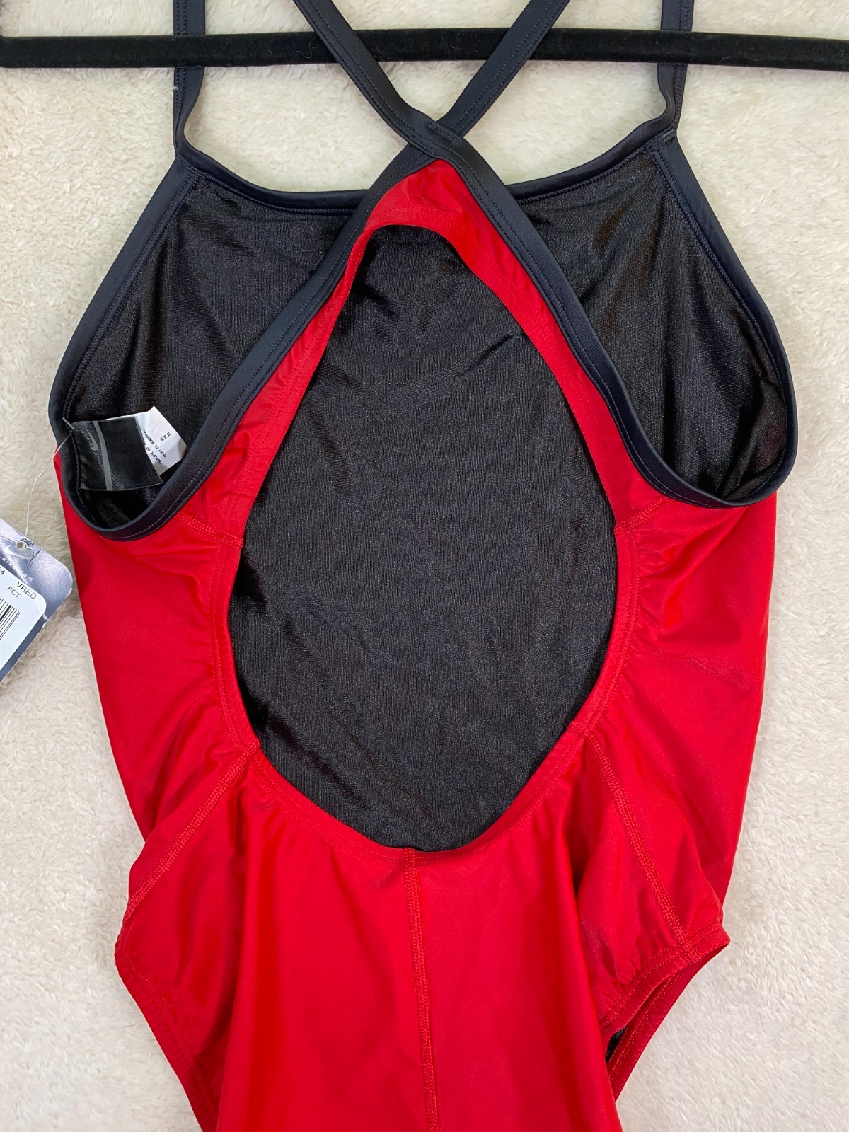 Nike One Piece Swimsuit Red Racerback Cutout Athletic Swim SZ 38 NWT