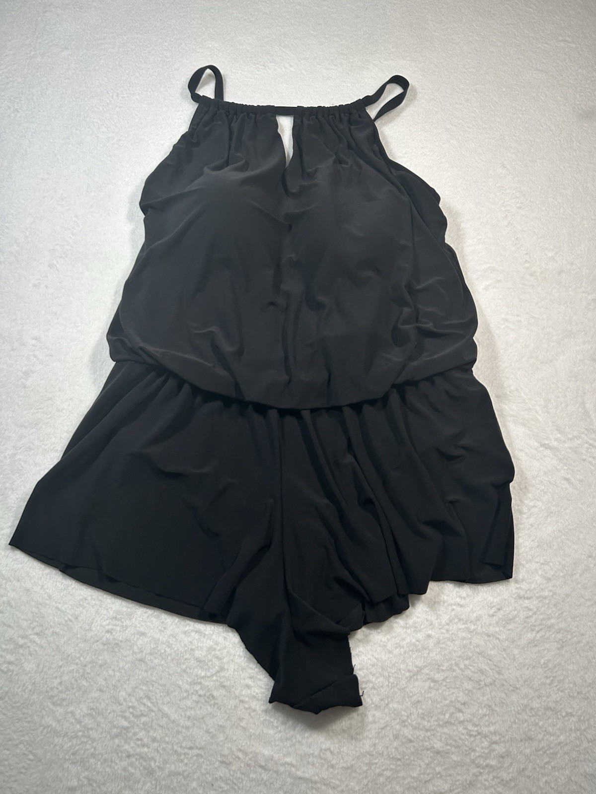 Aqua Green Women’s Black Swim Romper Size 16 Pockets Swimming Summer
