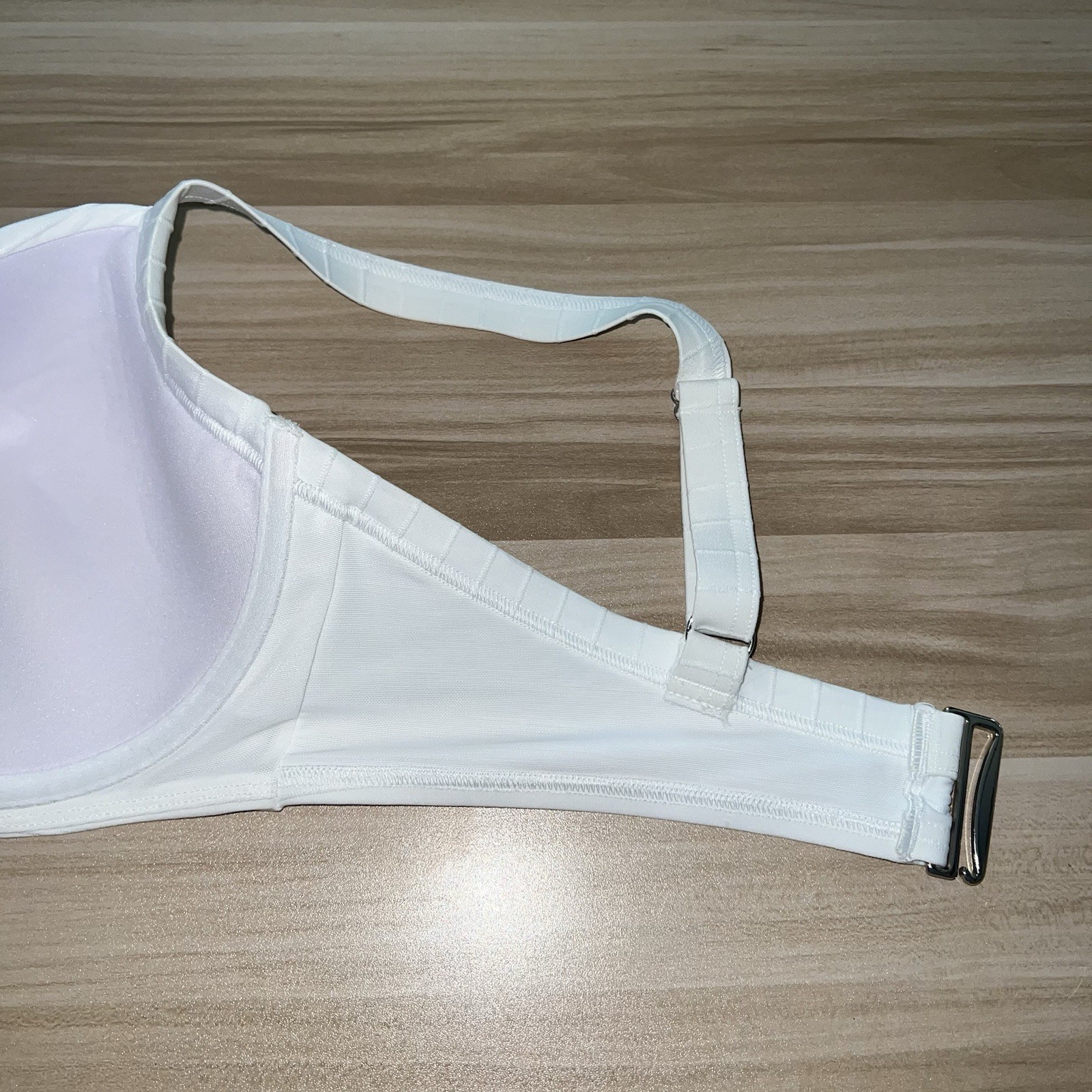 Lands’ End 16W Bikini Swim Top White Underwire Bra Lined Ruched Plus Size