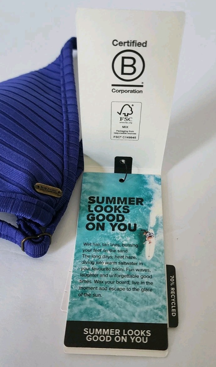 Rip Curl Women’s Standard Premium Surf Fixed Triangle Top Blue Size M New