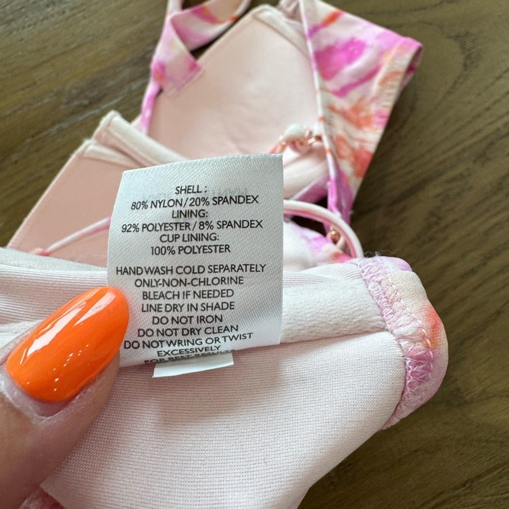 Shade & Shore Pink + Orange Tie-Dye Bikini Set XL Bottom 36B Adjustable Top T11