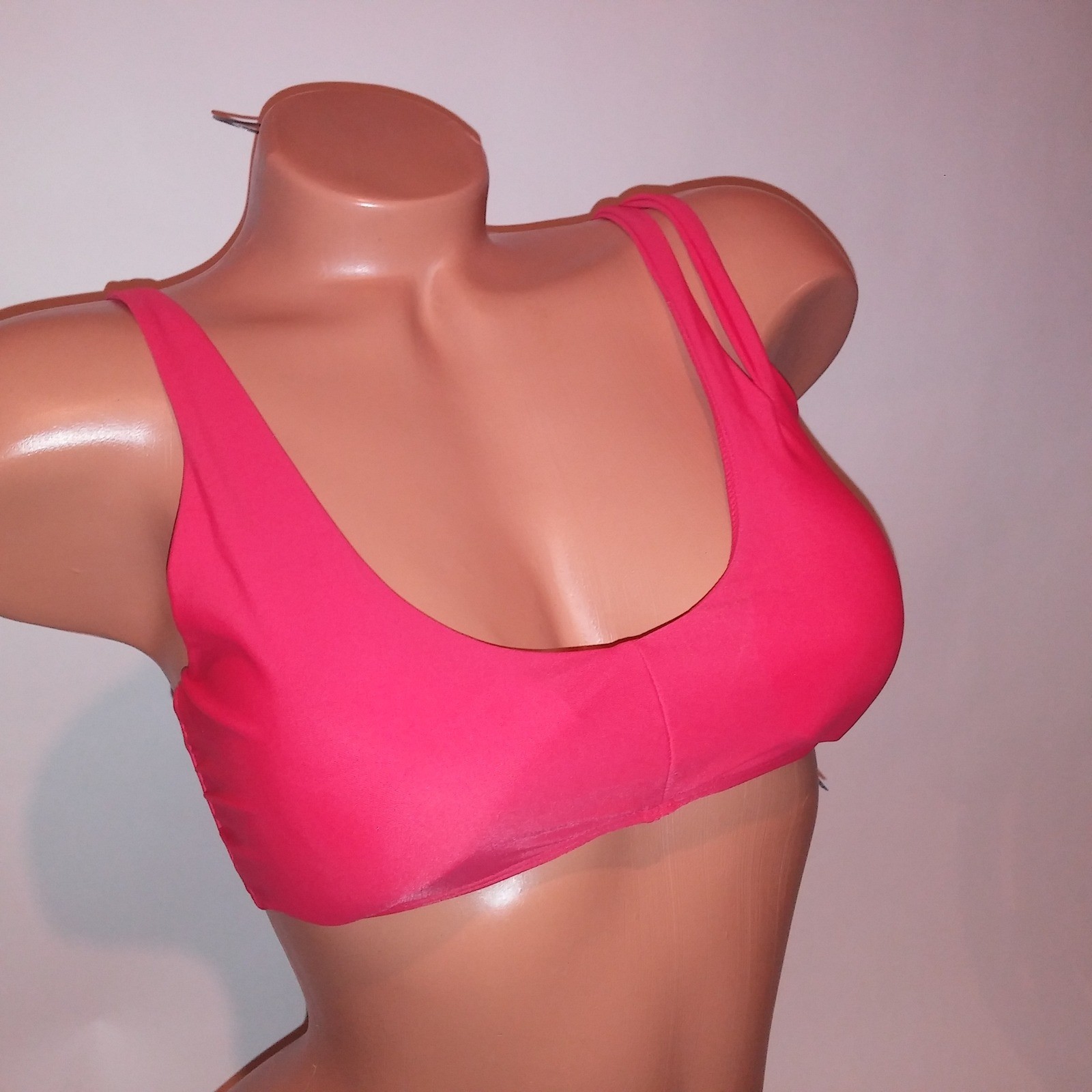 Aerie Swim Bikini Top Large Red Solid Padded Wireless New