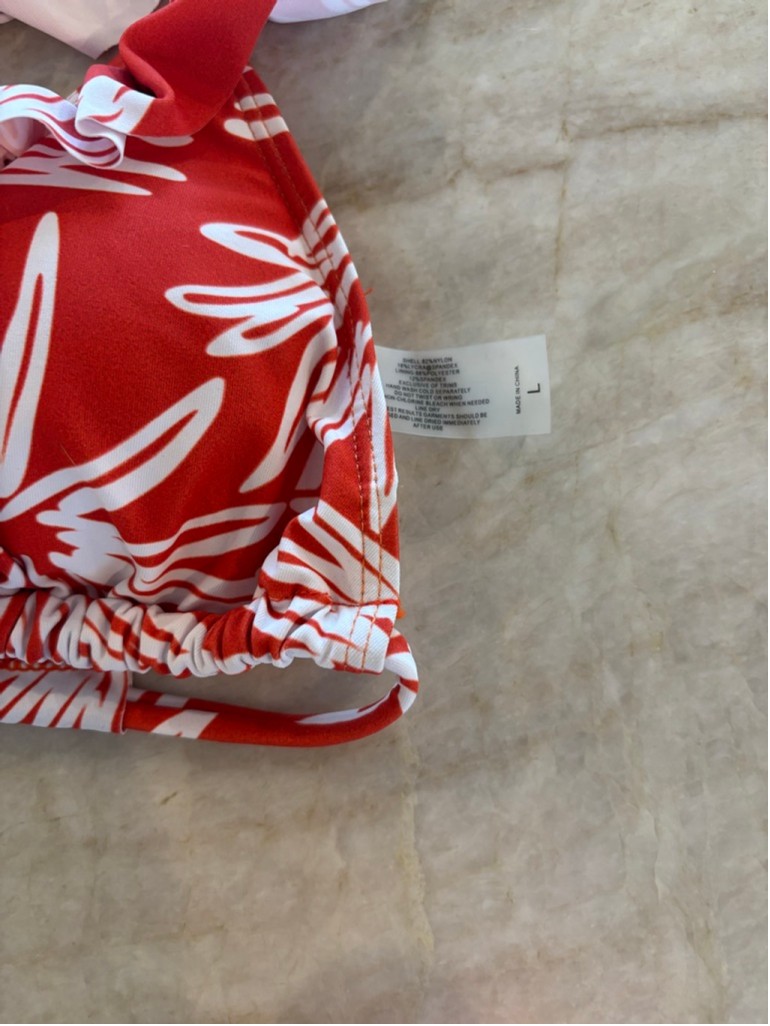 Women’s Unbranded burnt orange White Floral High Waist Ruffle Bikini Swimsuit L