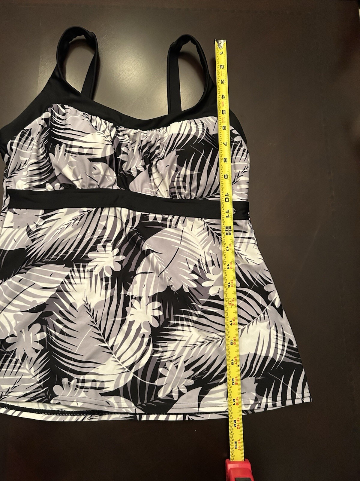 ZeroXposur Swimwear Tankini Top Size Large Black Gray Summer Beachwear