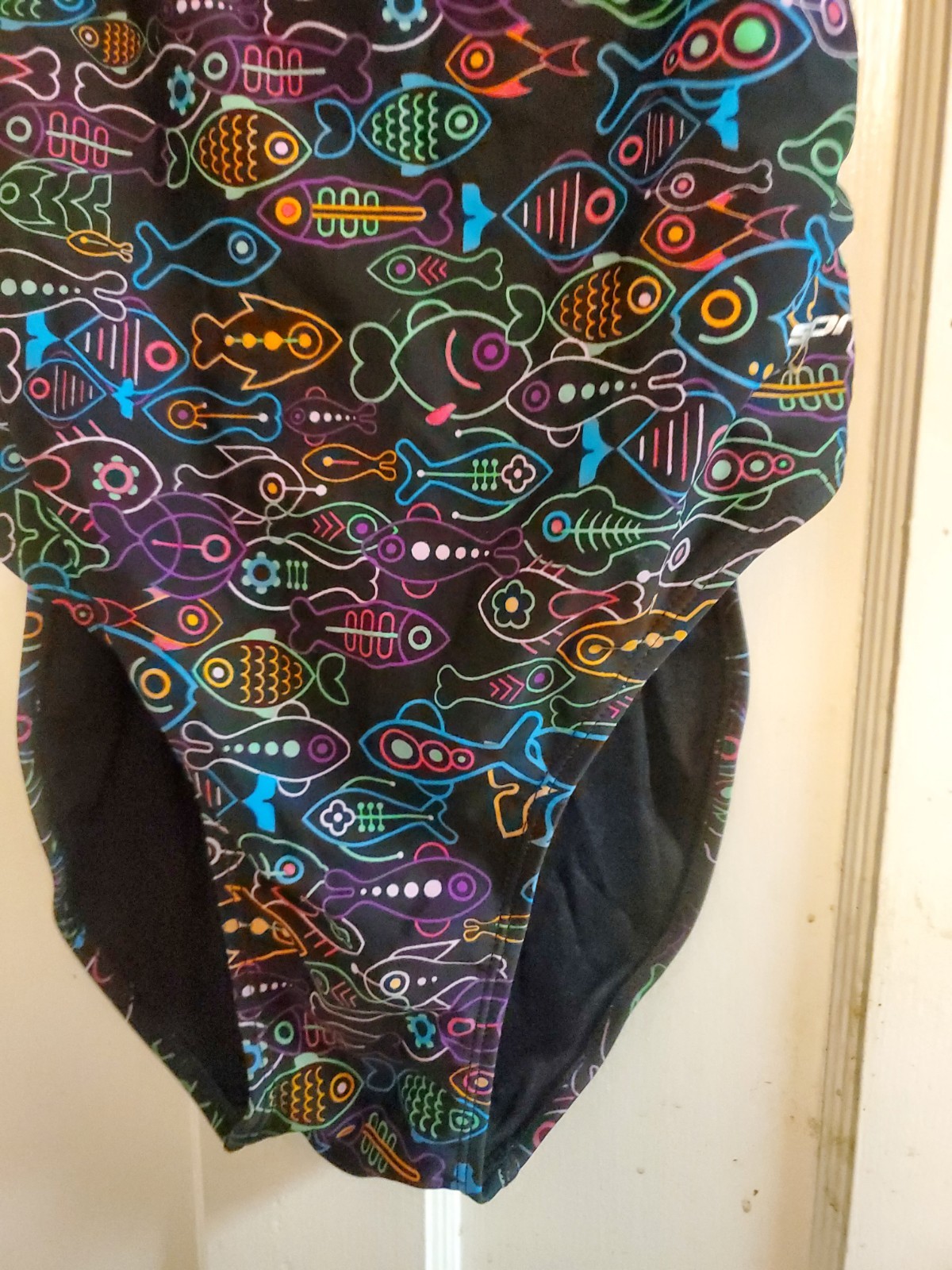 Sporti Fish Print Keyhole Racer Back Swimteam 1 Pc Swimsuit Size 40 (14) Women’s